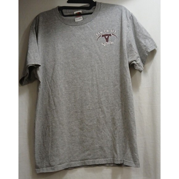 Vintage Texas A&M Saw ’Em Off Shirt Men’s M Gray Double Sided Psalms 75:10 EUC - Picture 2 of 5